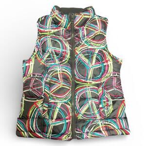 Old Navy Girl's Puffer Vest Medium 8 Gray Multicolor Full Zip Up Pockets